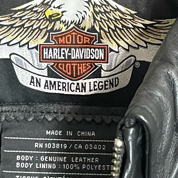 Harley-Davidson Soft Black Leather Moto Embroidered Logo Riding Zippered Jacket - Picture 14 of 16